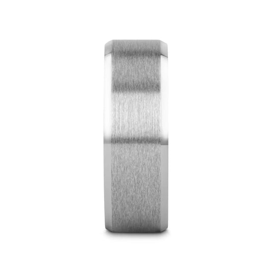 SIRIUS Flat Beveled-Edged Tungsten Ring with Brushed Center and Vibrant Blue Ceramic Inside - 8mm