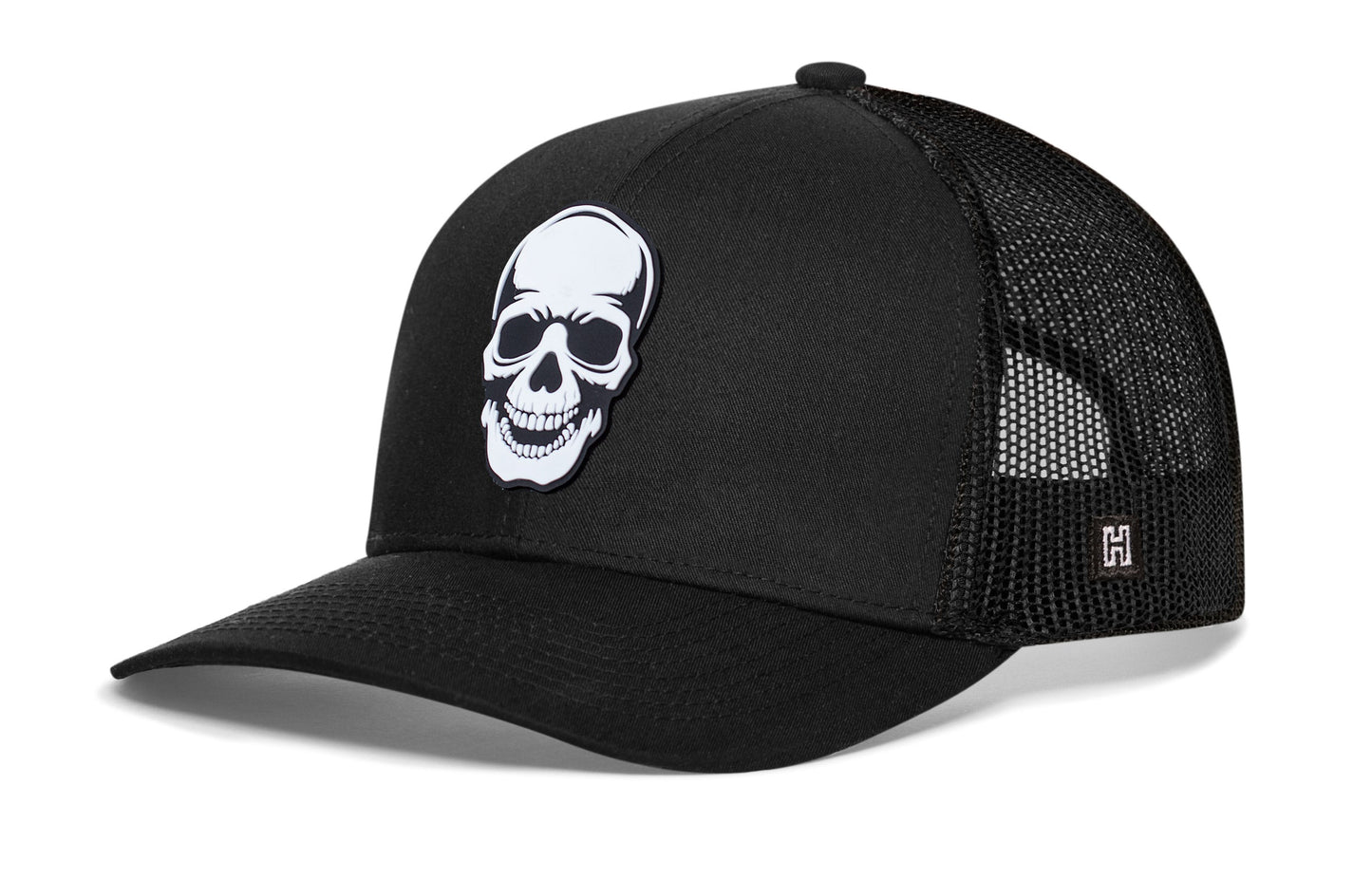 Skull Trucker Hat  |  Black  Snapback
