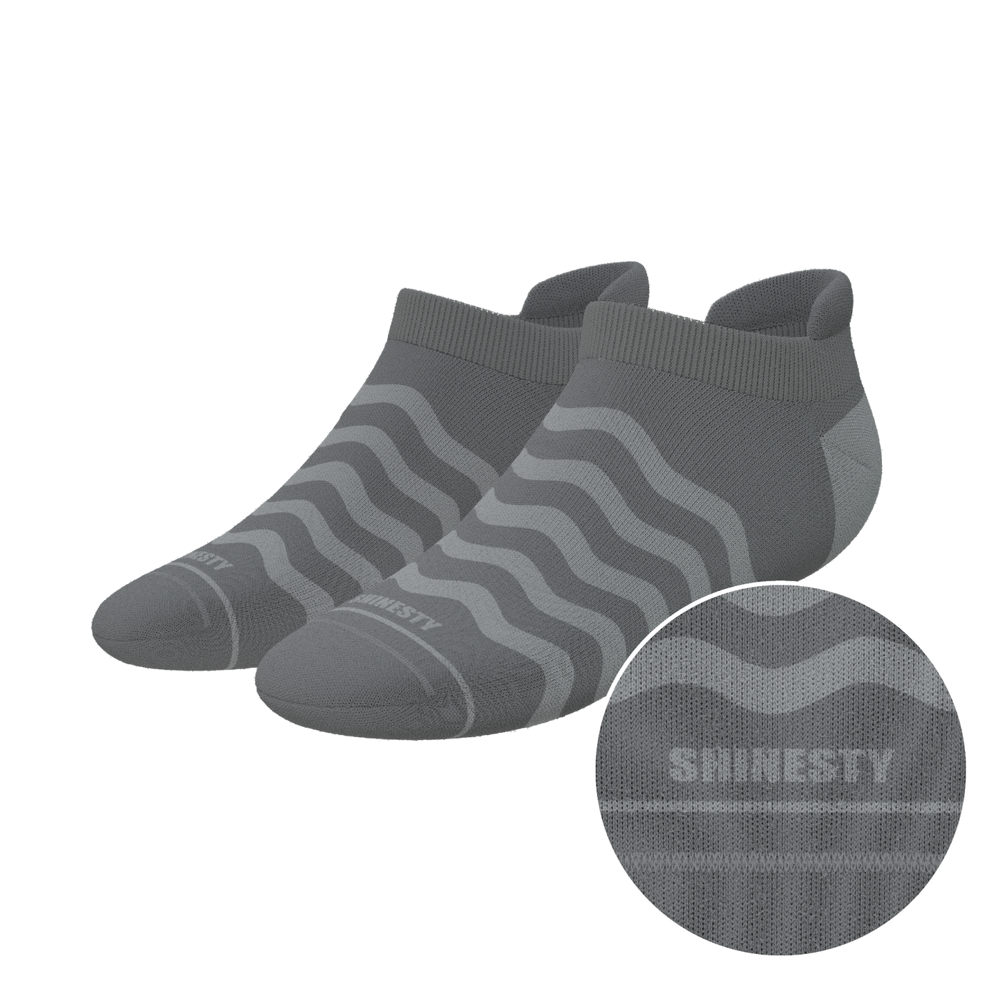The Sleek | Gray Waves Heel Hammock™ Ankle Socks