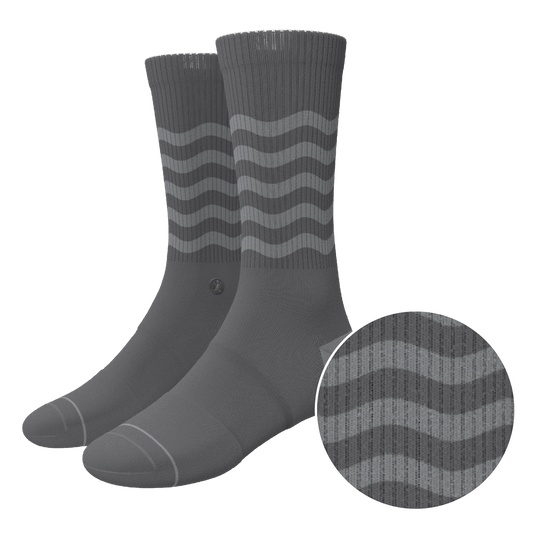 The Sleek | Gray Waves Heel Hammock™ Crew Socks