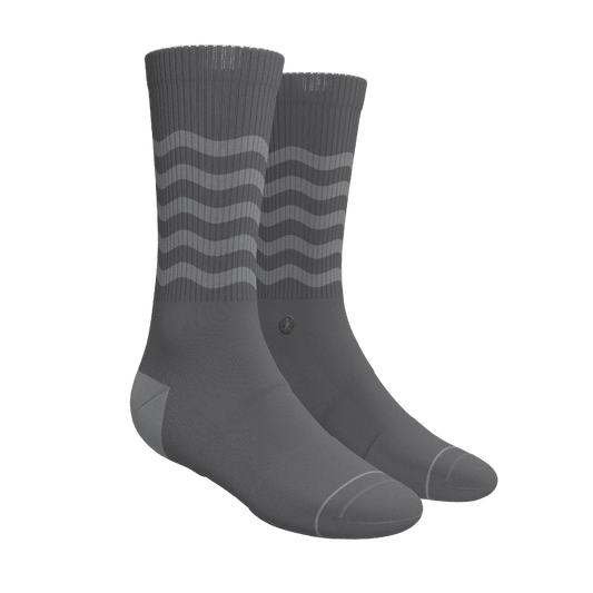 The Sleek | Gray Waves Heel Hammock™ Crew Socks