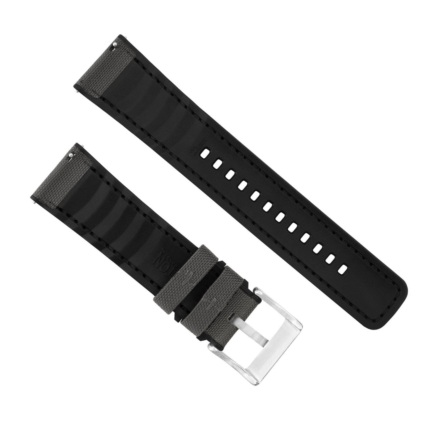 Smoke Grey Cordura Fabric And Silicone Hybrid Watch Band
