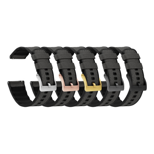 Smoke Grey Cordura Fabric And Silicone Hybrid Watch Band