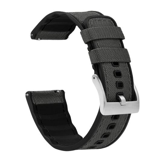 Smoke Grey Cordura Fabric And Silicone Hybrid Watch Band