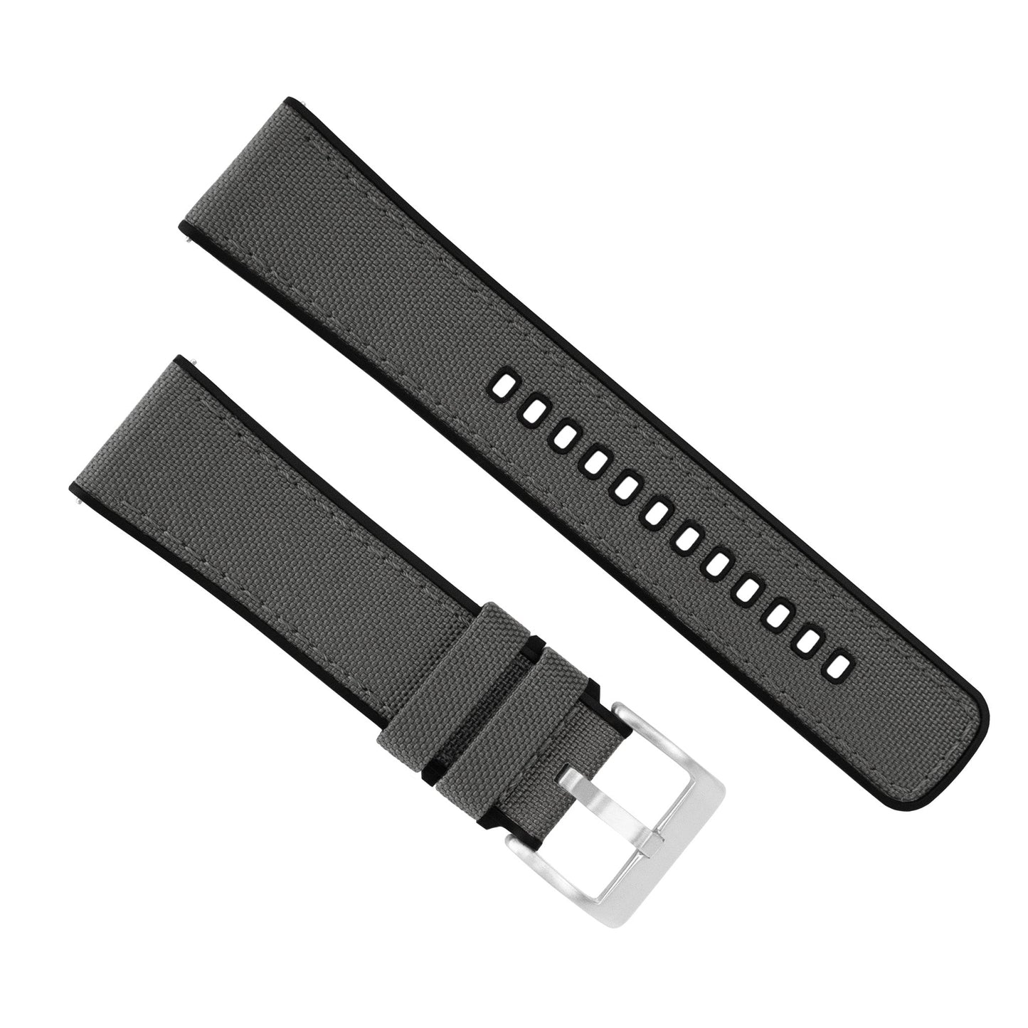 Smoke Grey Cordura Fabric And Silicone Hybrid Watch Band