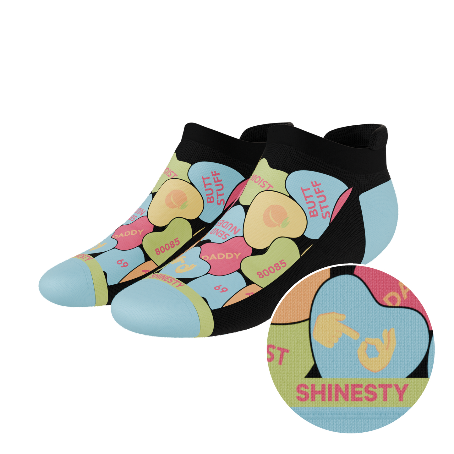 The Smooth Talker | Candy Hearts Heel Hammock™ Ankle Socks