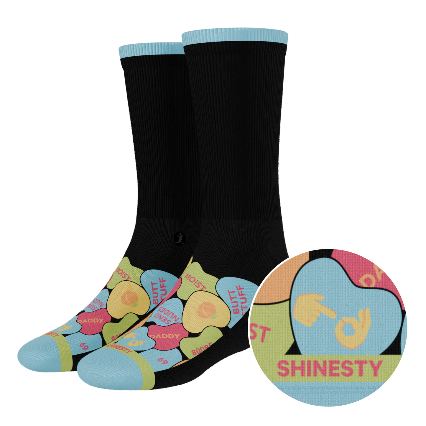 The Smooth Talker | Candy Hearts Heel Hammock™ Crew Socks
