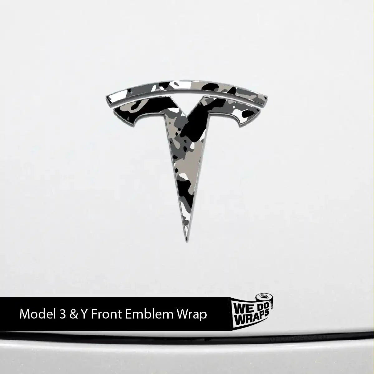 Camo Tesla Emblem Decals (Front + Back) | Model 3