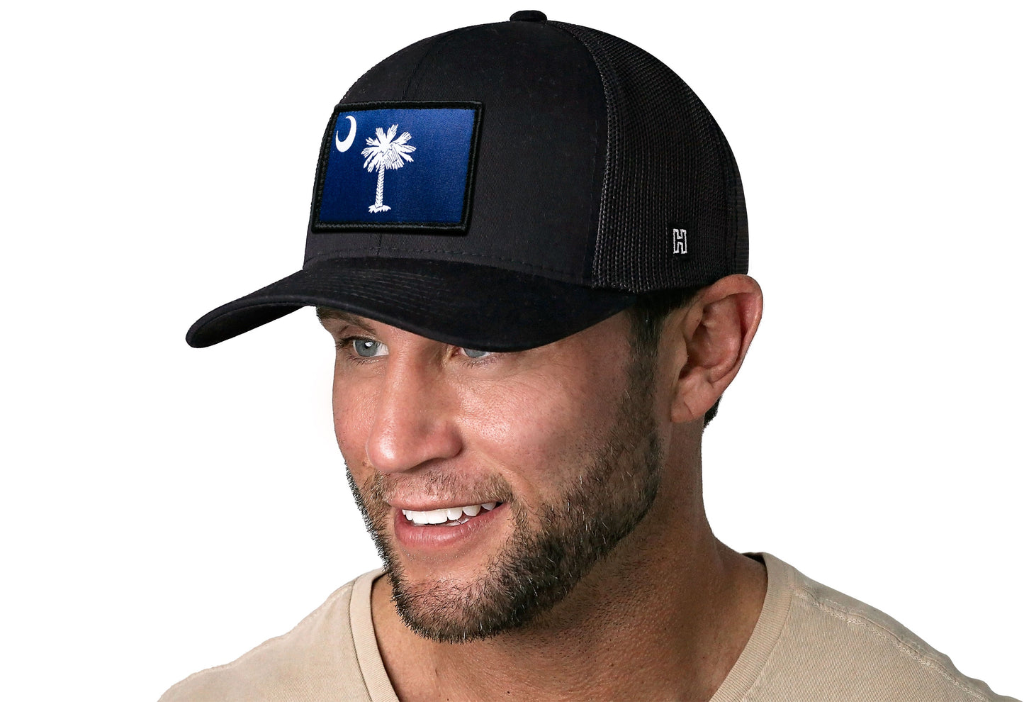 South Carolina Flag Trucker Hat  |  Black South Carolina Flag Snapback