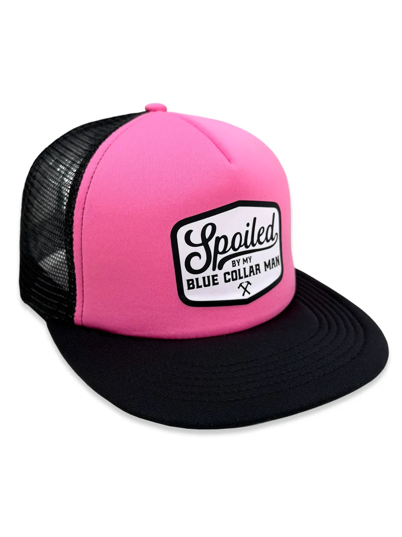 Spoiled By My Blue Collar Man Snapback Trucker Hat