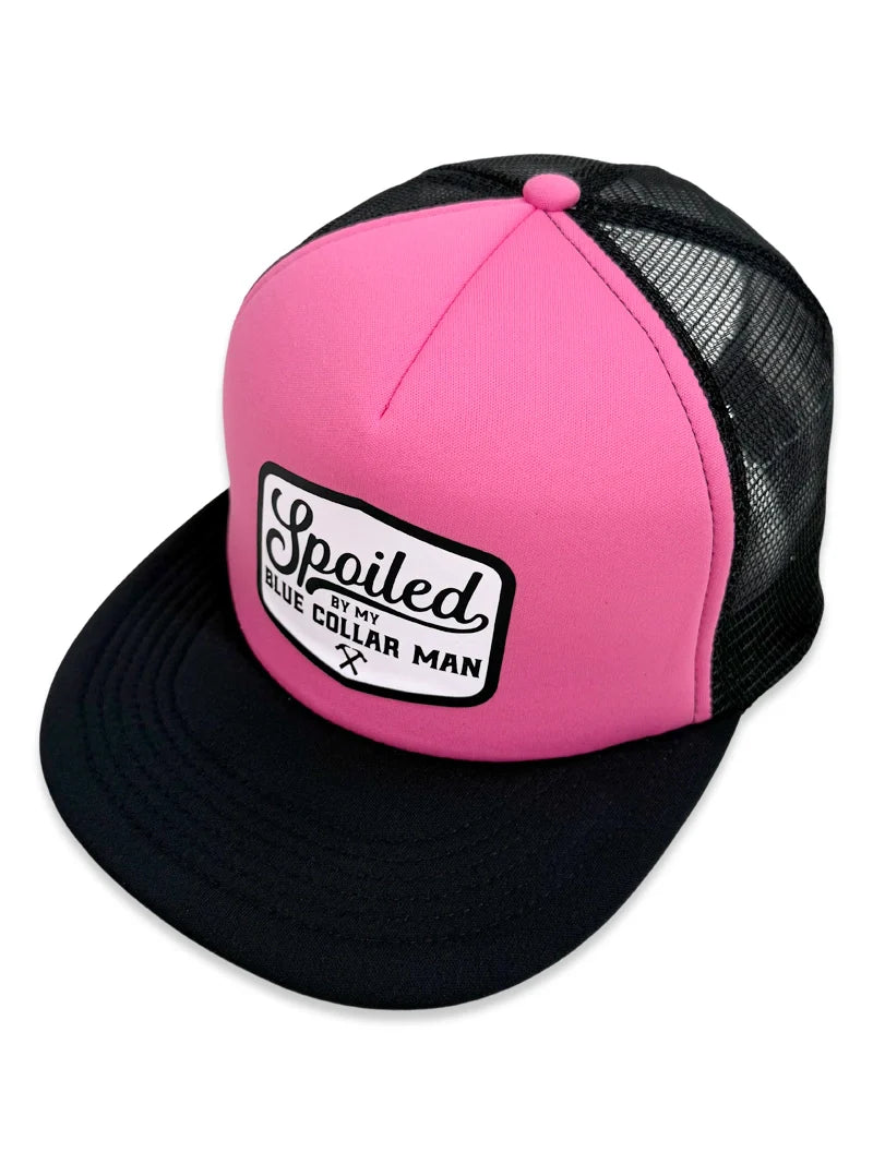 Spoiled By My Blue Collar Man Snapback Trucker Hat