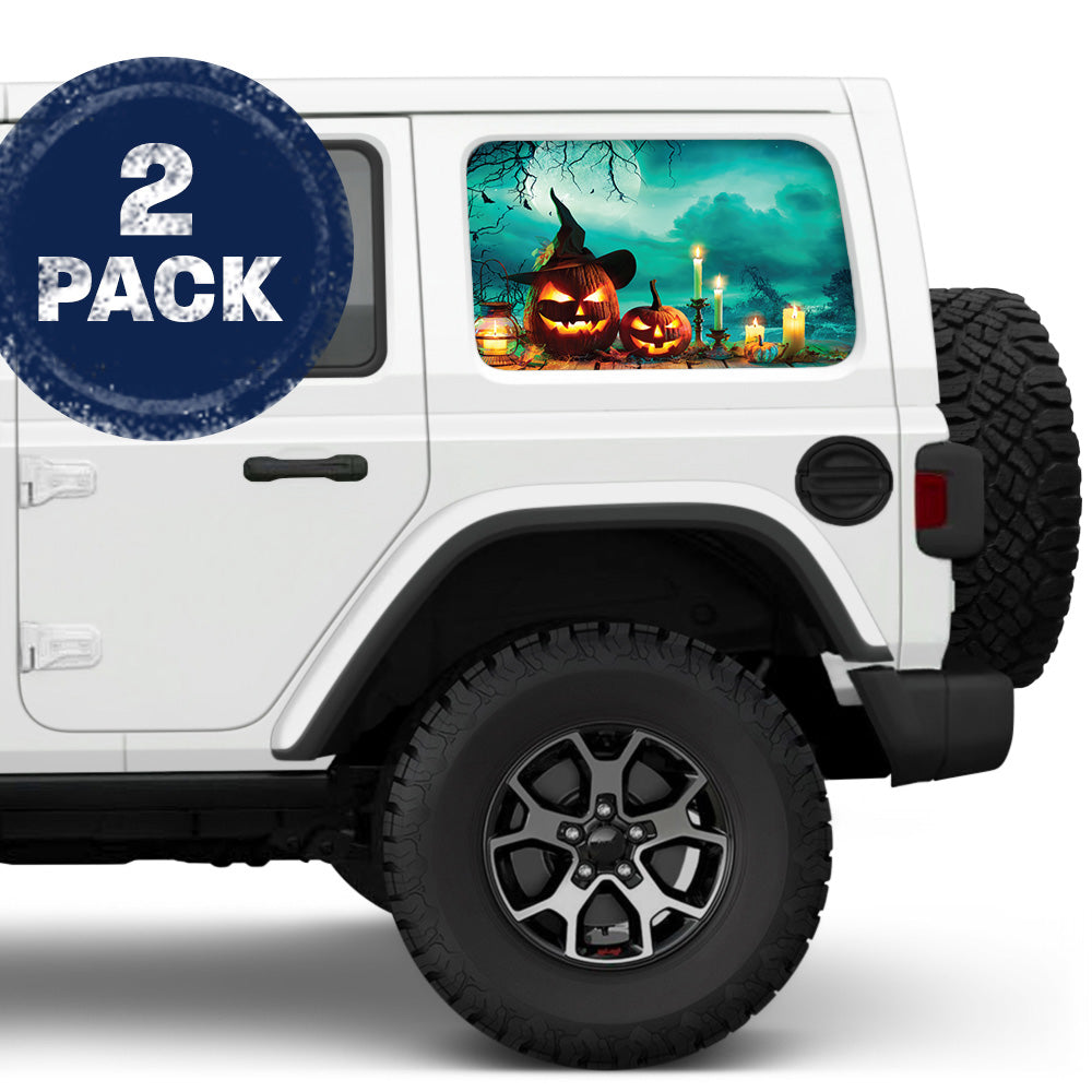 Spooky Jack-O-Lantern Side Windows Printed Vinyl Decal