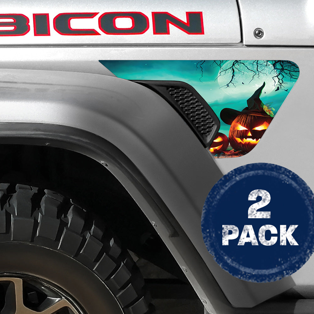 Spooky Jack-O-Lantern 2pc Vinyl Fender Decal