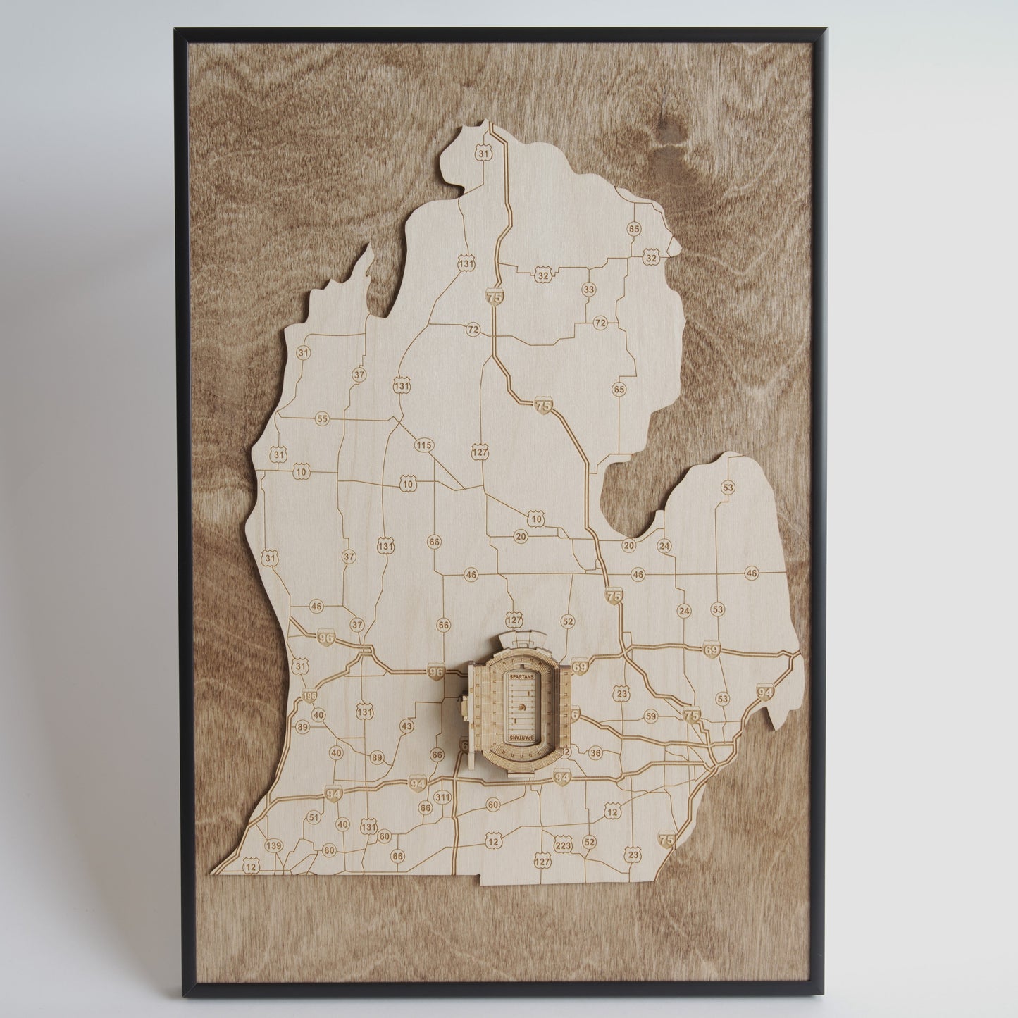 East Lansing, Michigan Wall Art State Map (Spartan Stadium)