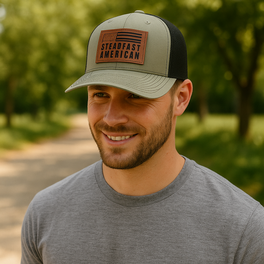 Steadfast American Richardson 112 Cap – Genuine Leather Patch Trucker Hat