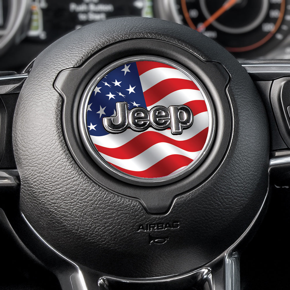 Wavy Old Glory Steering Wheel Decal
