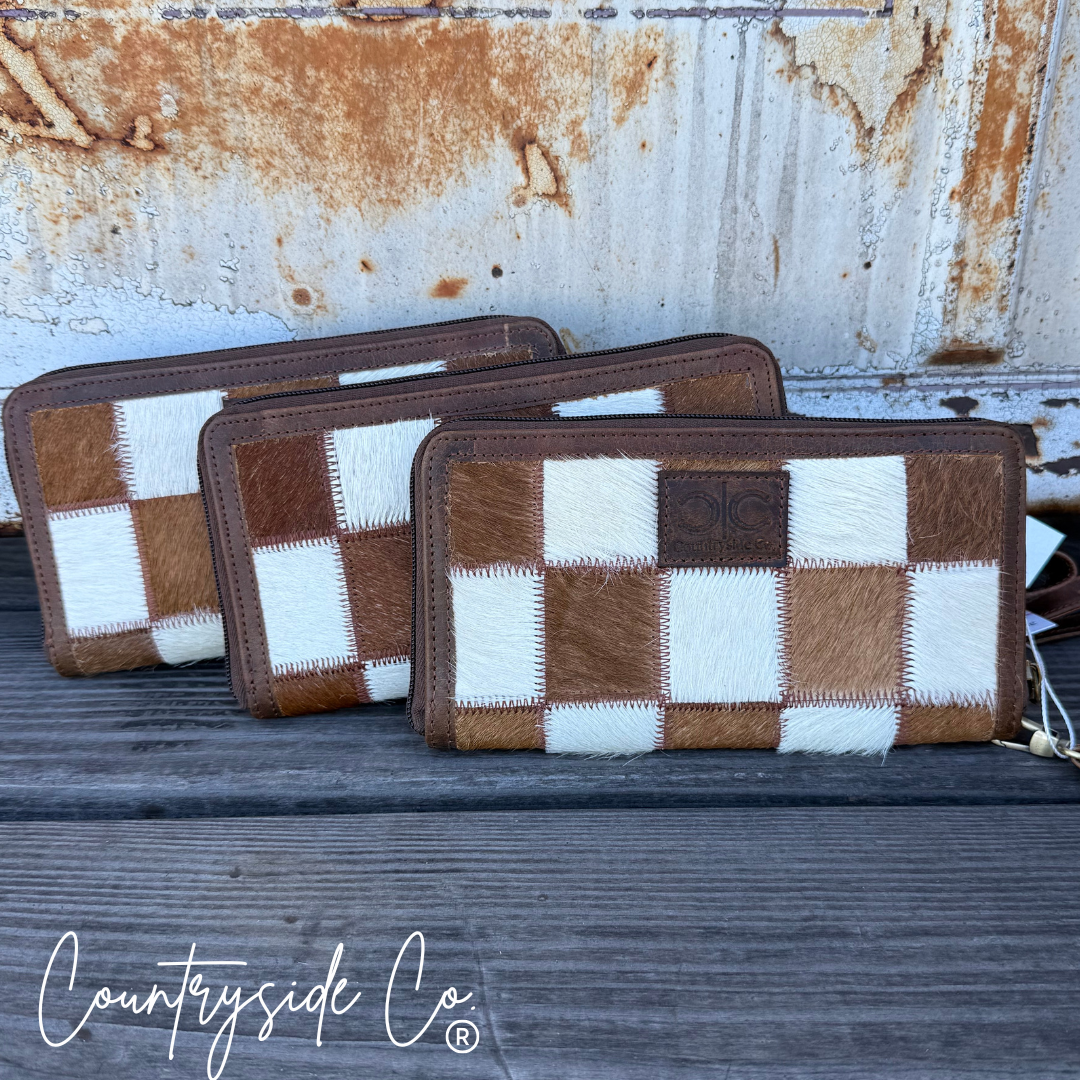 Stockdale Checkered Cowhide Wallet