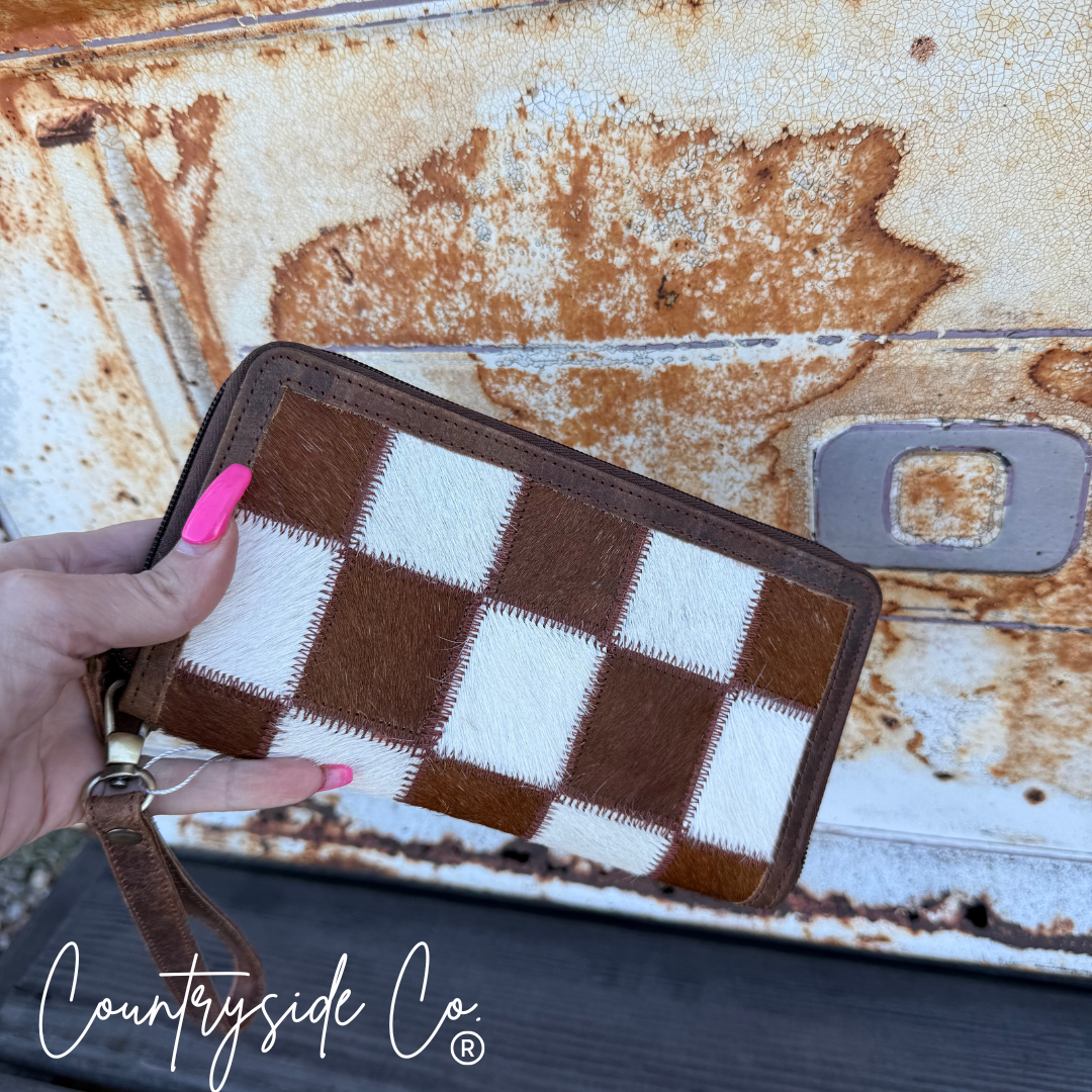 Stockdale Checkered Cowhide Wallet