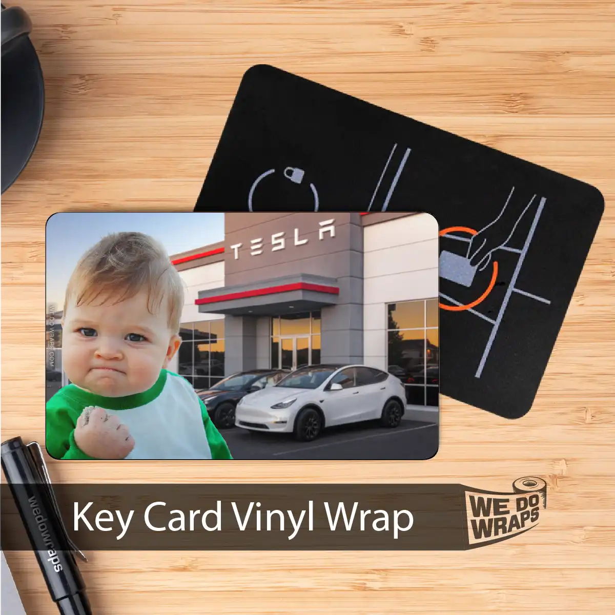 Success Kid At Tesla Meme | NFC Key Card Wrap