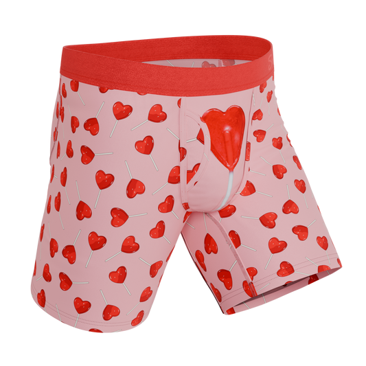 The Suckered In | Heart Lollipop Long Leg Ball Hammock® Pouch Underwear With Fly