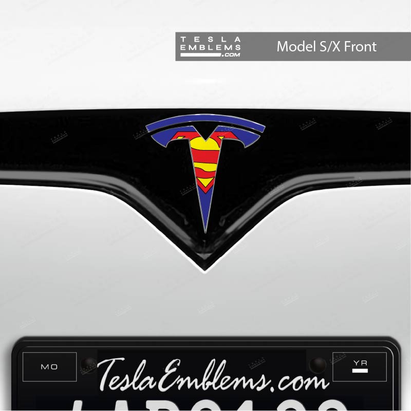 Superman Tesla Emblem Decals (Front + Back) | Model X
