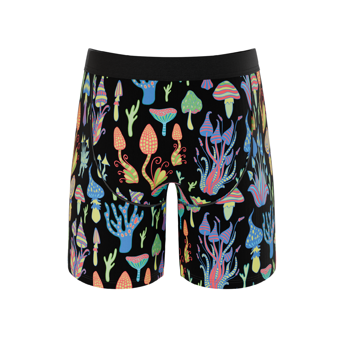 The Super Shroom | Neon Mushrooms Long Leg Ball Hammock® Pouch Underwear With Fly