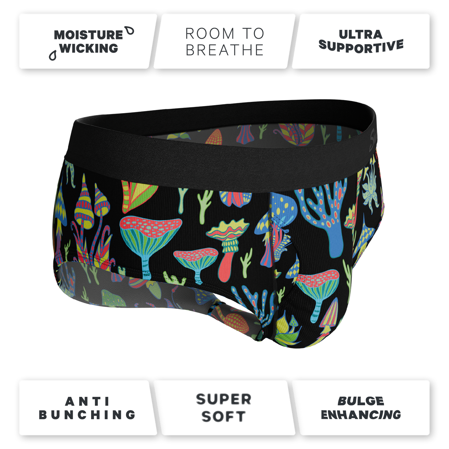 The Super Shroom | Neon Mushrooms Ball Hammock® Pouch Underwear Briefs