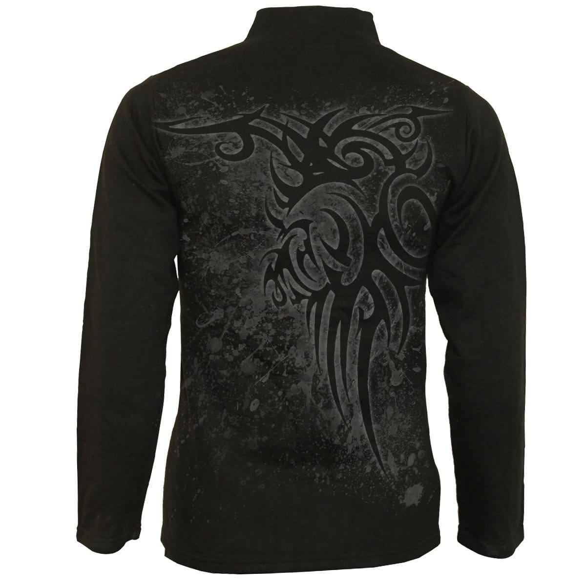 STAINED TRIBAL - Slant Zip Women Biker Jacket Black