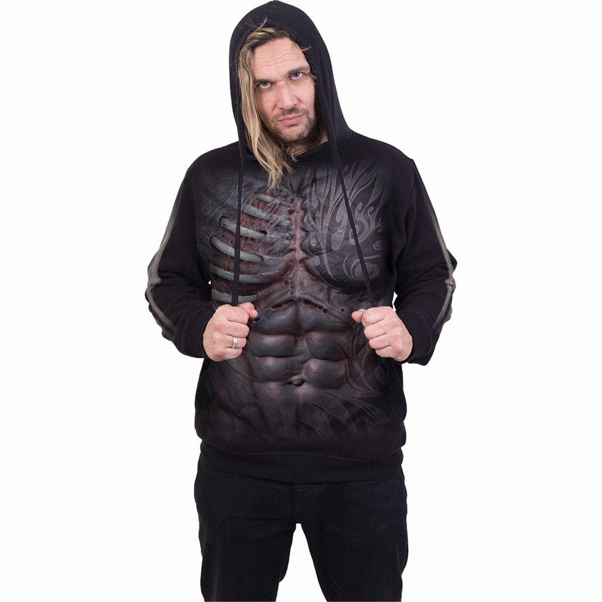 RIPPED - Side Pocket Hoody Black
