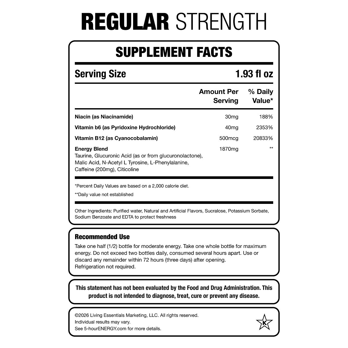 Pomegranate Flavor Regular Strength 5-hour ENERGY Shots