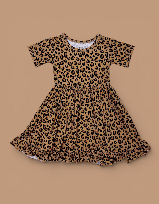 LEOPARD DREAM RUFFLE DRESS