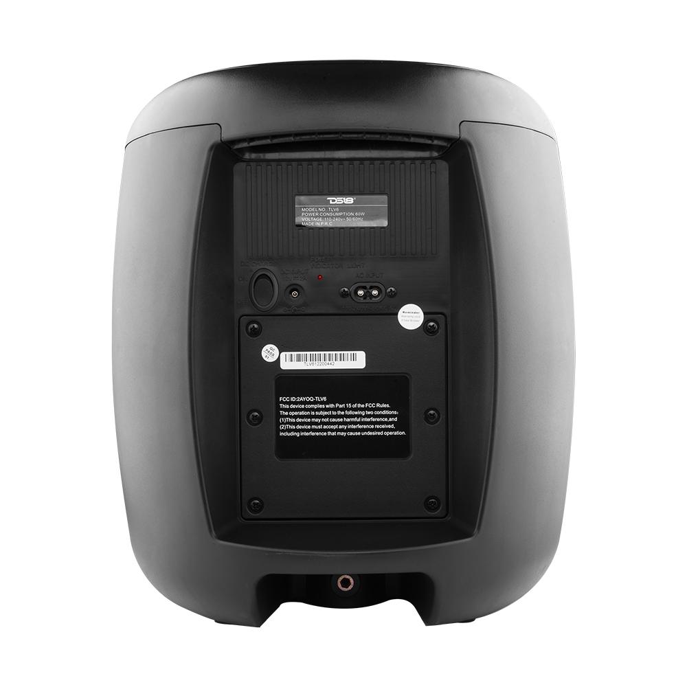 TLV 6.5" Amplified With Battery Self Powered Party Speaker With RGB LED Lights Bluetooth and TWS 200 Watts