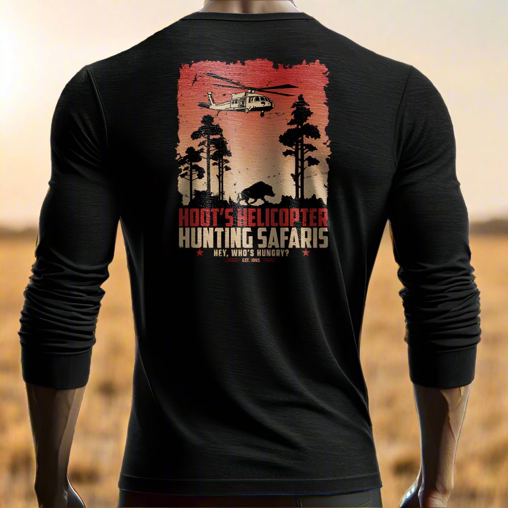 Hoot's Helicopter Hunting Safaris Long Sleeve Shirt