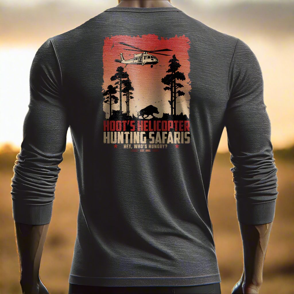 Hoot's Helicopter Hunting Safaris Long Sleeve Shirt