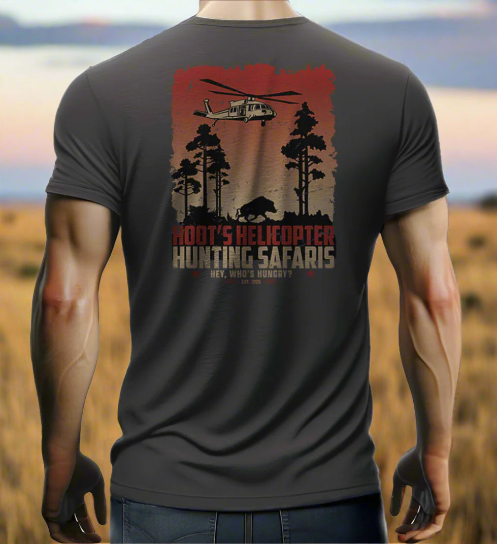 Hoot's Helicopter Hunting Safaris T-shirt