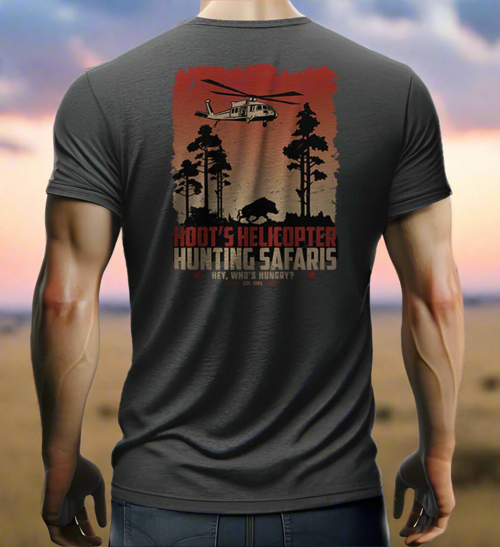 Hoot's Helicopter Hunting Safaris T-shirt