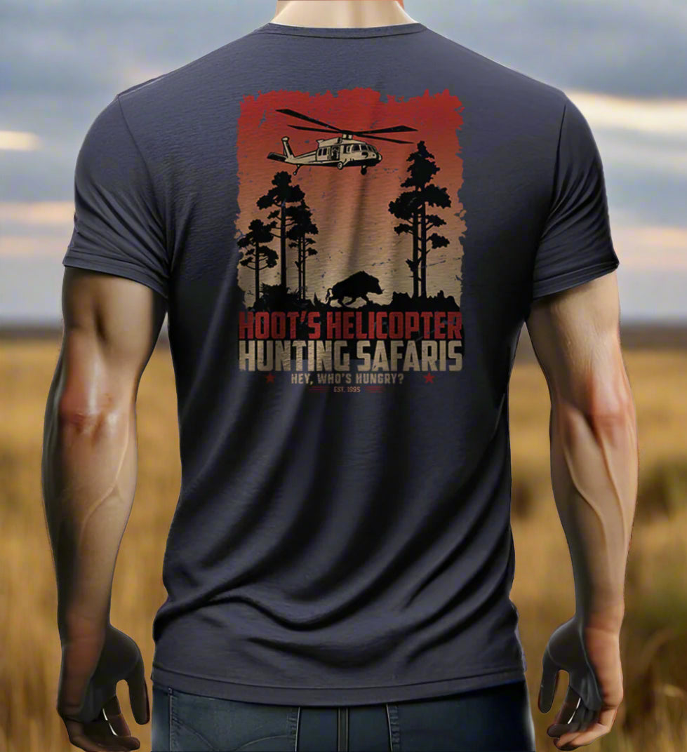 Hoot's Helicopter Hunting Safaris T-shirt