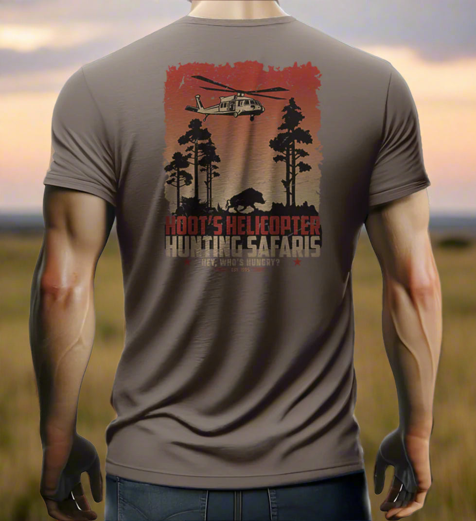 Hoot's Helicopter Hunting Safaris T-shirt