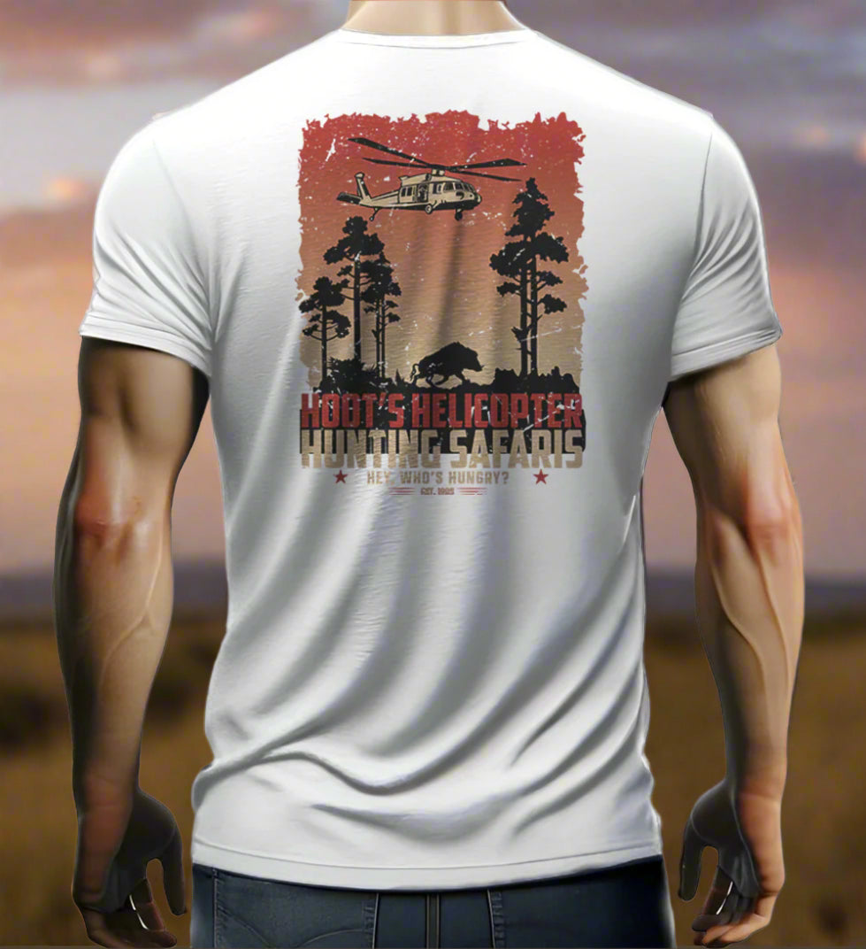 Hoot's Helicopter Hunting Safaris T-shirt