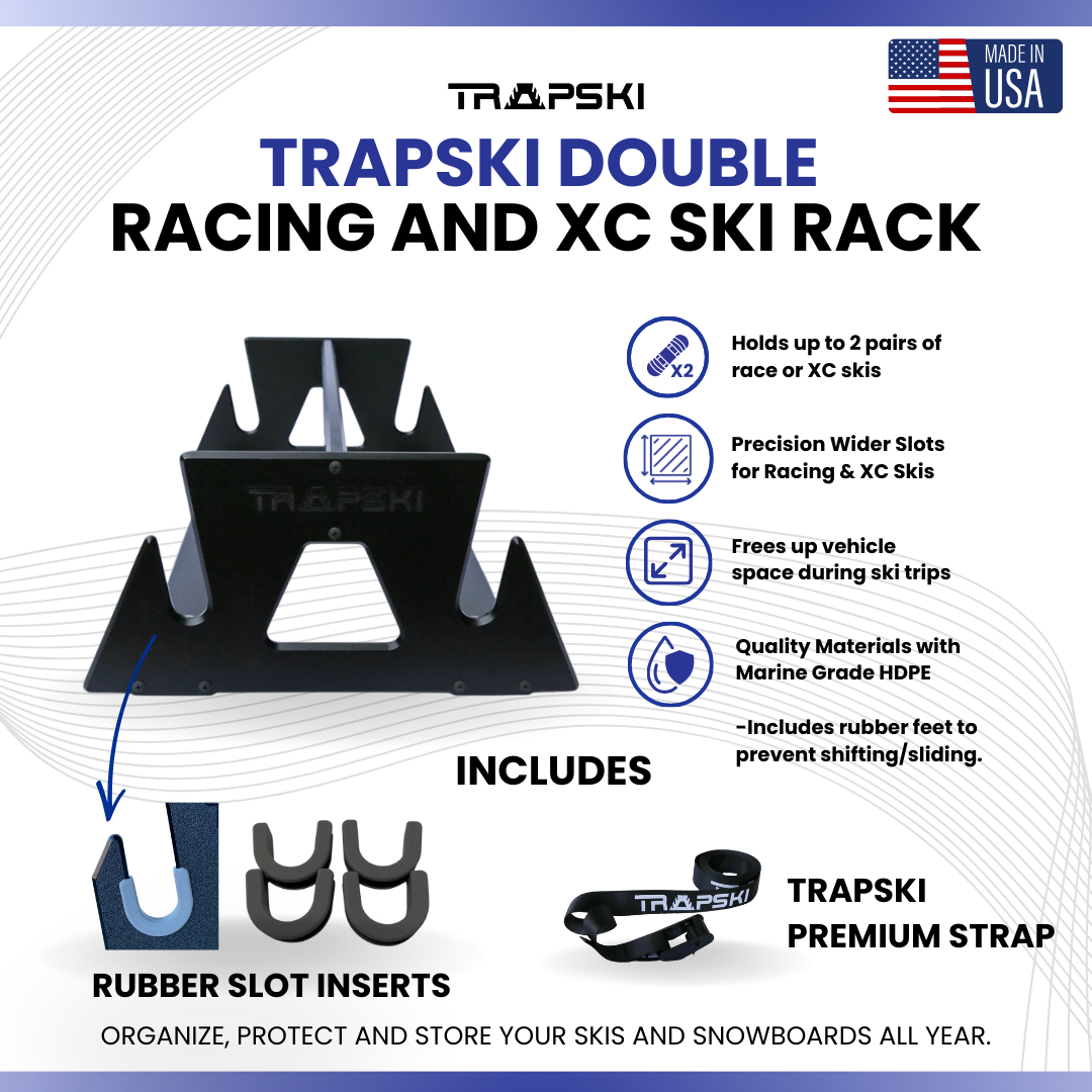 TRAPSKI DOUBLE Mobile All Mountain/Race/XC/Powder Ski and Standard Stance Snowboard Rack