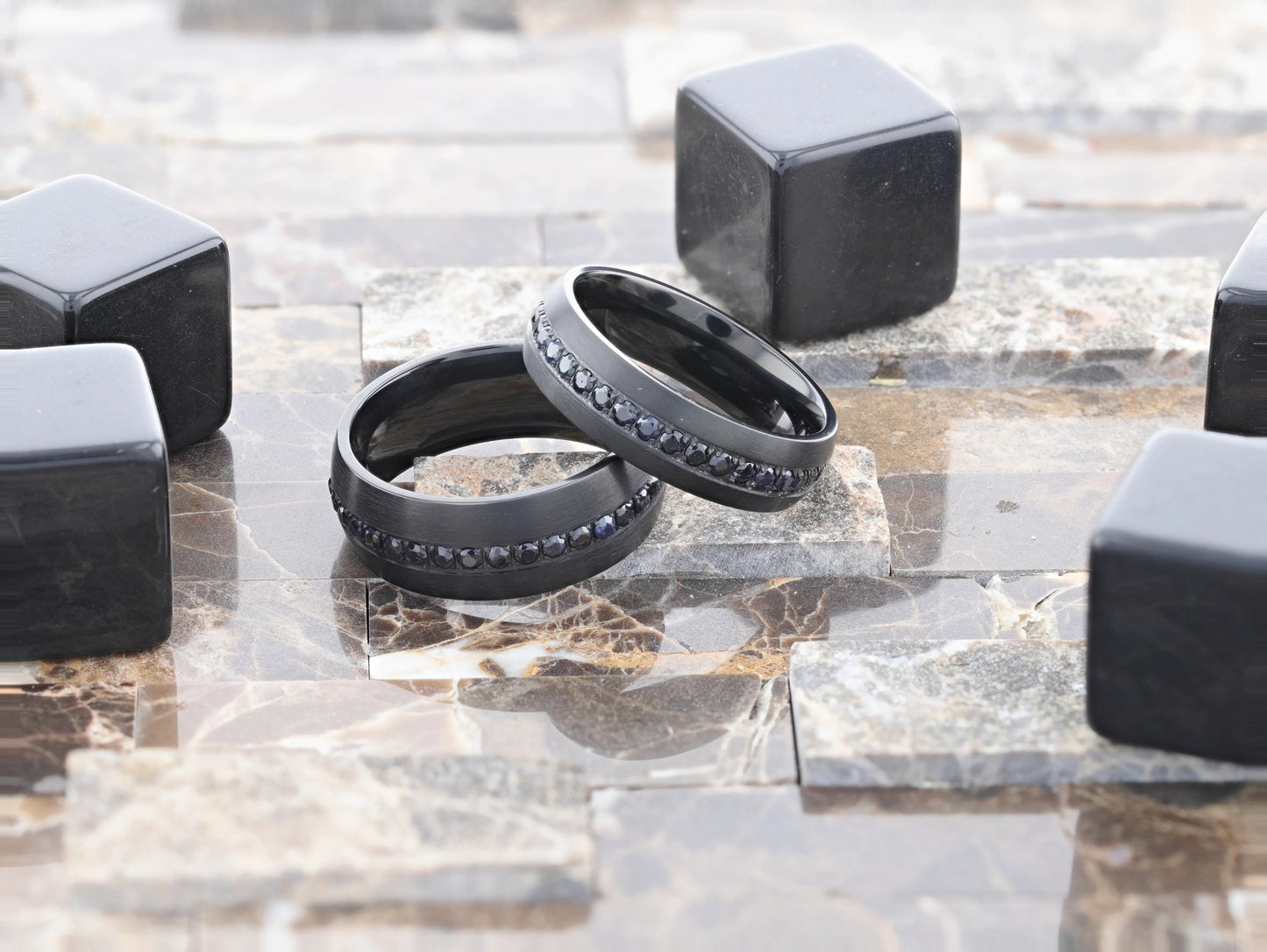 TALON Black Titanium Ring with Black Sapphires - 6mm - 8mm