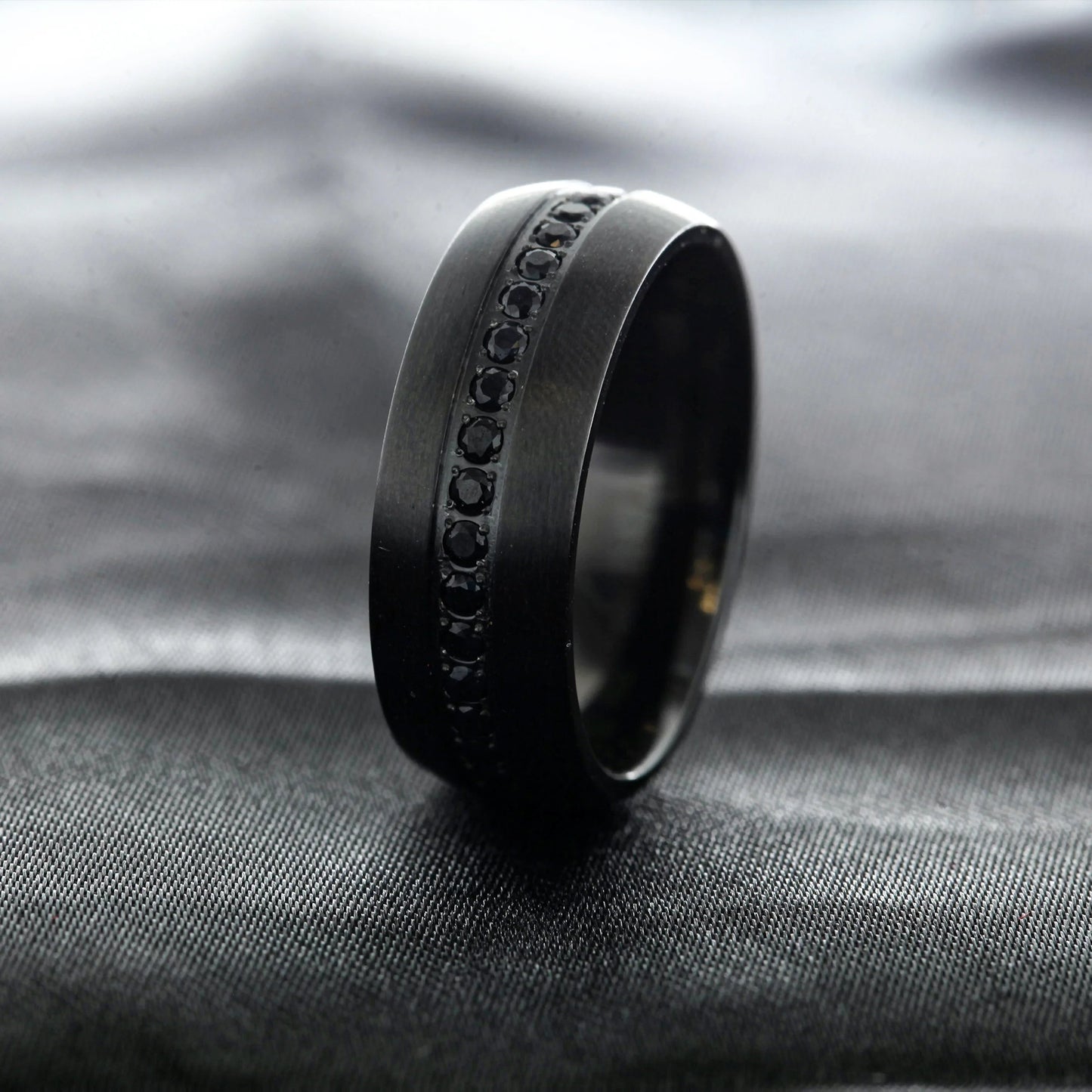 TALON Black Titanium Ring with Black Sapphires - 6mm - 8mm