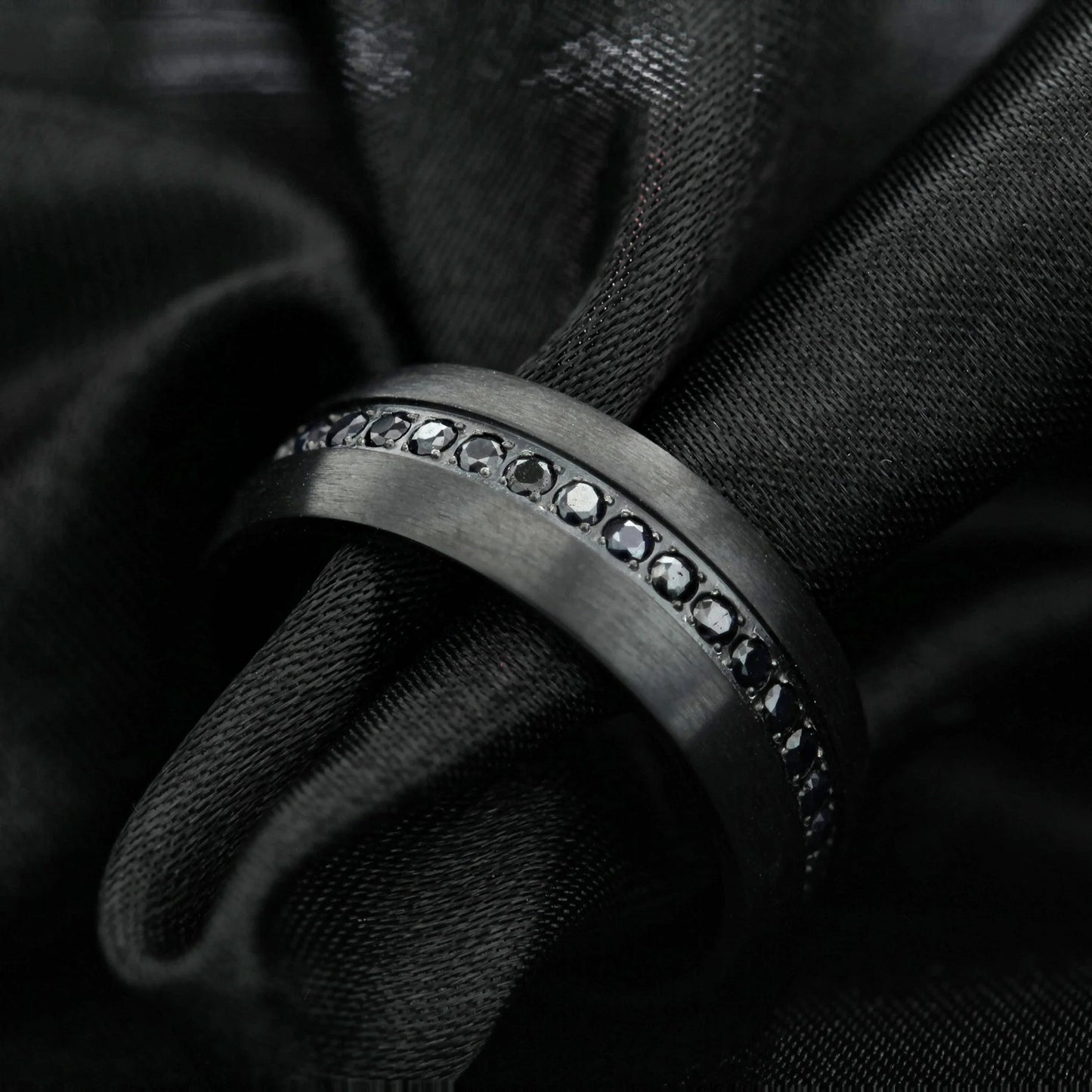 TALON Black Titanium Ring with Black Sapphires - 6mm - 8mm