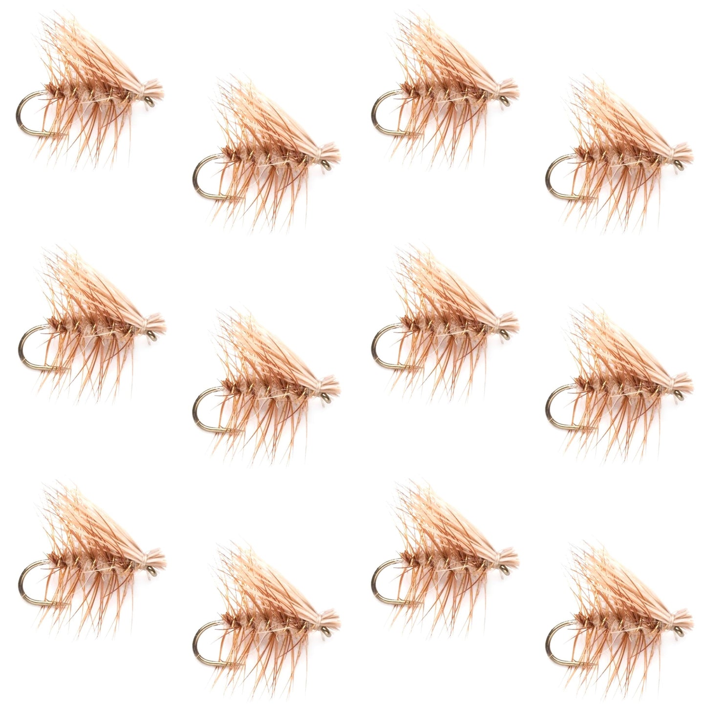 Barbless Tan Elk Hair Caddis Classic Trout Dry Flies 1 Dozen Flies Size 18