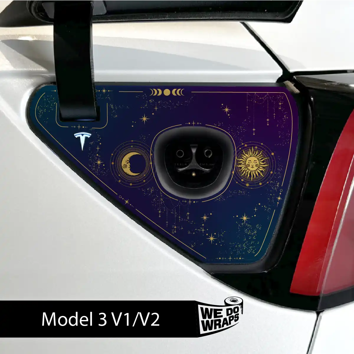 Tarot Sun and Moon Tesla Charge Port Wrap | Model 3