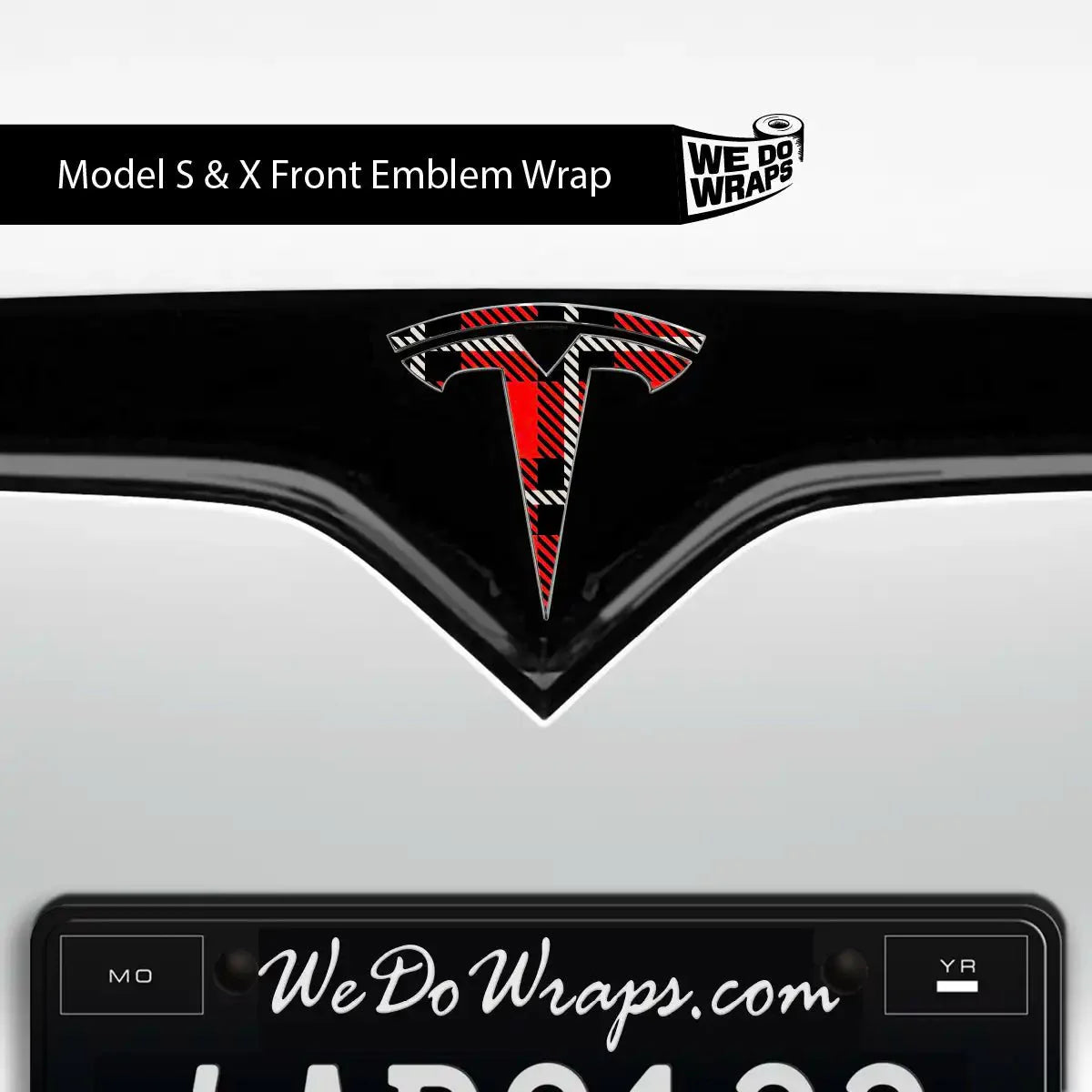 Tartan Plaid Tesla Emblem Decals (Front + Back) | Model S