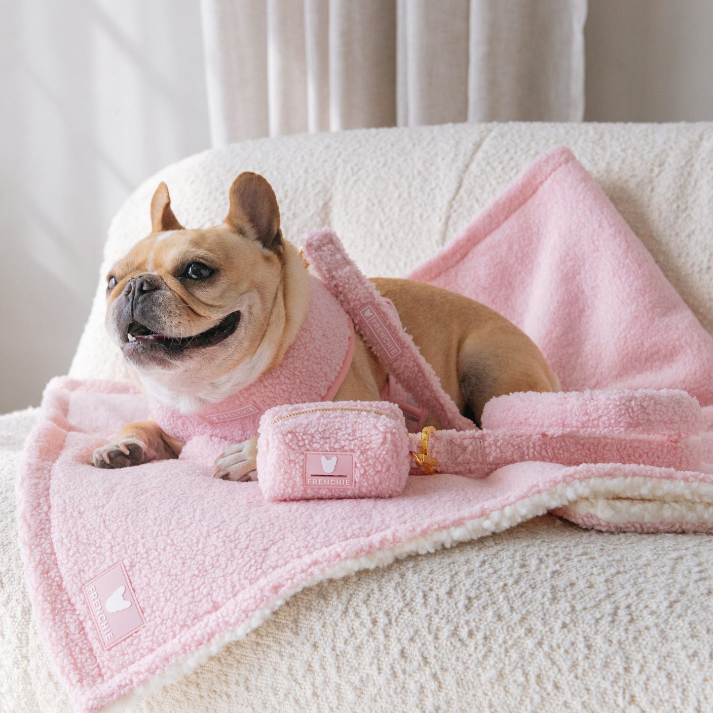 Frenchie Duo Reversible Harness - Teddy Pink