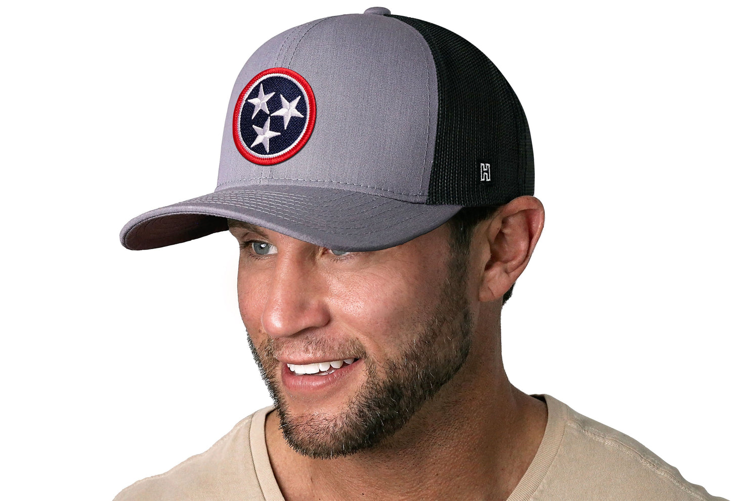 Tennessee Flag Trucker Hat  |  Gray-Black TN Snapback