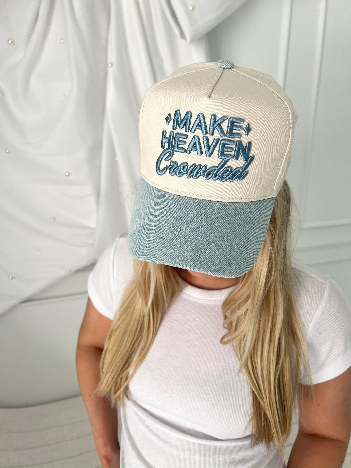 Make Heaven Crowded - Denim Vintage Trucker Hat - PREORDER