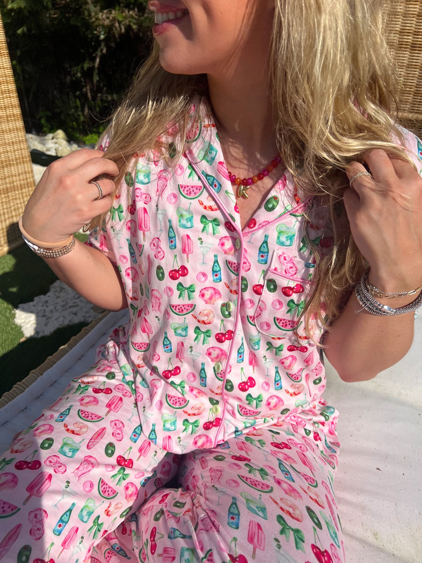 Pink Summer Spritz - Short Sleeve + Pant Pajama Set